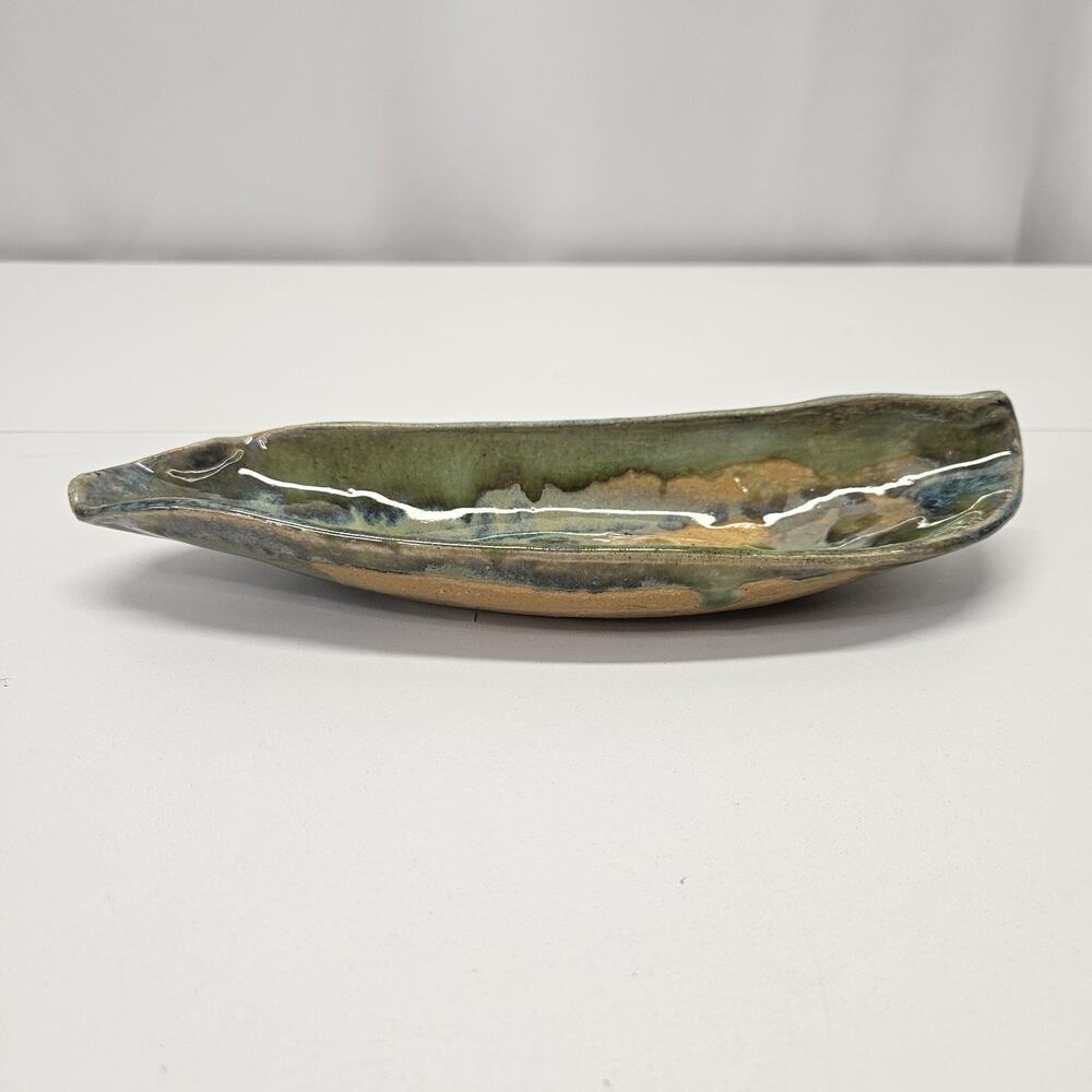 Stephen Schiffer Studio Art Pottery Drip Glaze Oval Platter Handcrafted